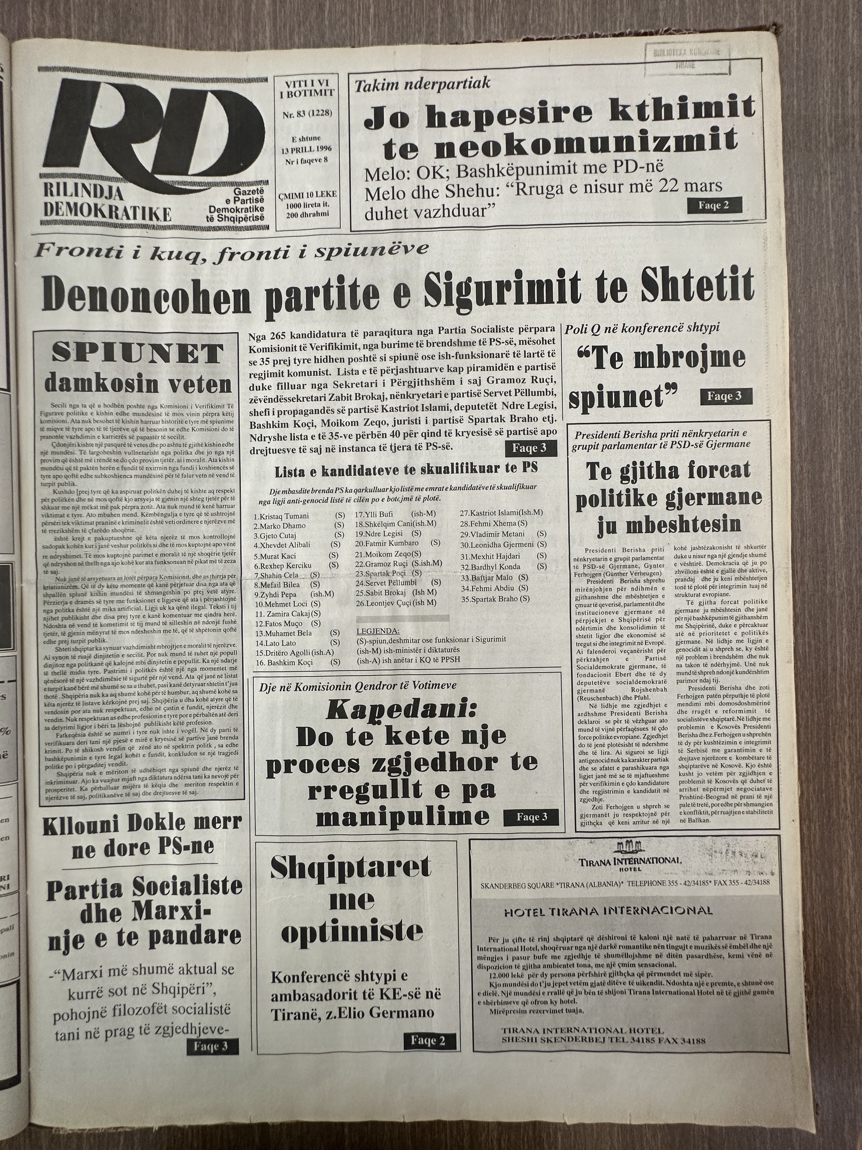 Rilindja Demokratike 1996-04-13